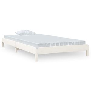 vidaXL Стифиращо легло бяло 100x200 см масивно борово дърво