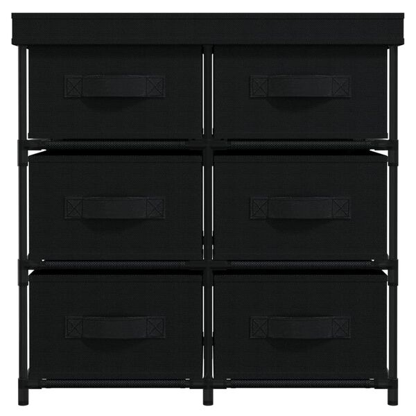 vidaXL Шкаф за съхранение с 6 чекмеджета, 55x29x55 см, черна стомана