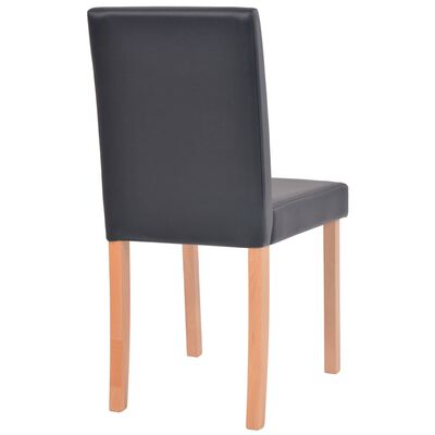 vidaXL Трапезна маса и столове, 7 части, изкуствена кожа, дъб, черно