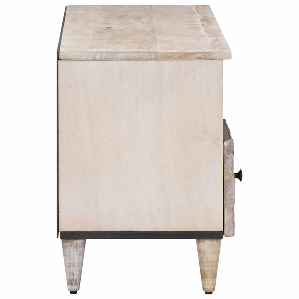 vidaXL ТВ шкаф с рафт Бяло 100 x 33,5 x 46 см Солидно мангово дърво