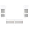 vidaXL ТВ стенни модули с LED, 6 части, бели, инженерно дърво