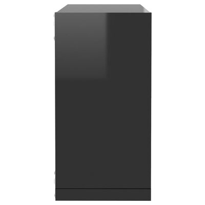 vidaXL Стенни кубични рафтове, 4 бр, черен гланц, 30x15x30 см