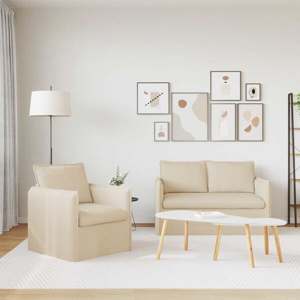 vidaXL Диван 2 pcs Крем 196 x 82 x 85 см текстил