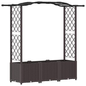 vidaXL Повдигнато легло с решетка и покривка Кафяво 164 x 40 x 138 см