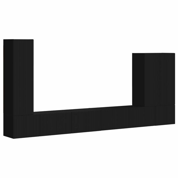 vidaXL Комплект за стена на телевизор Монтиране на стена 6 pcs Черно