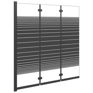vidaXL Сгъваема душ преграда, 3 панела, 130x130 см, ESG, черна