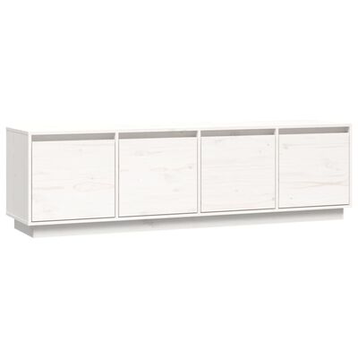 vidaXL ТВ шкаф, бял, 156x37x45 см, бор масив