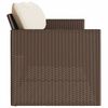vidaXL 3-местен градински диван с възглавници, кафяв, полиратан