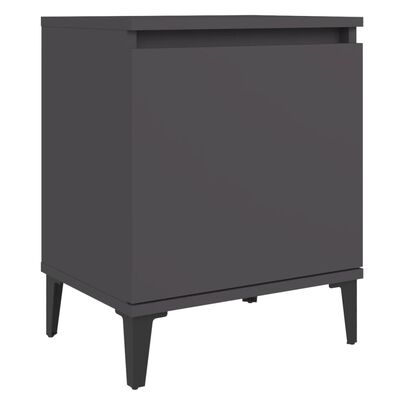 vidaXL Нощно шкафче с метални крака, сиво, 40x30x50 см