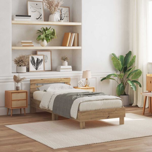 vidaXL Рамка за легло дъб артизан 90 x 190 cm Инженерно дърво