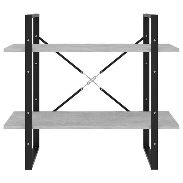 vidaXL 2-етажна библиотека, бетонно сива, 80x30x70 см, инженерно дърво