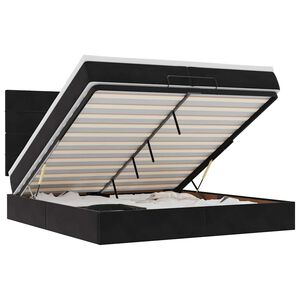 vidaXL Османска легло с матраци и LED, черно, 200x200 см, кадифе