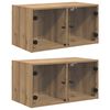vidaXL Стенни шкафове 2 бр. 68 x 37 x 35 см Инженерно дърво Дъб