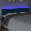 vidaXL LED горна табла за легло, тъмносиня, 160x5x78/88 см, кадифе