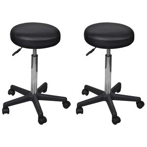 vidaXL Офис табуретки, 2 бр, черни, 35,5x84 см, изкуствена кожа