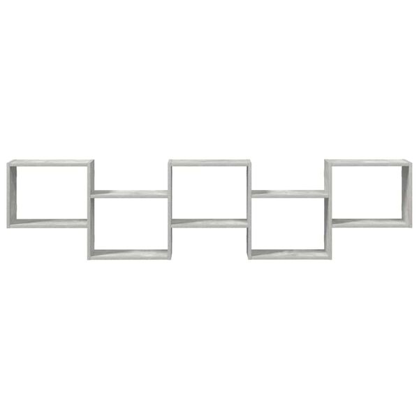 vidaXL Стенен кубичен рафт, 5 отделения, бетонно сив, инженерно дърво