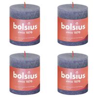 Bolsius Рустик колонни свещи Shine, 4 бр, 80x68 мм, син здрач