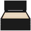 vidaXL Рамка за легло с табла, черна, 75x190 см, инженерно дърво