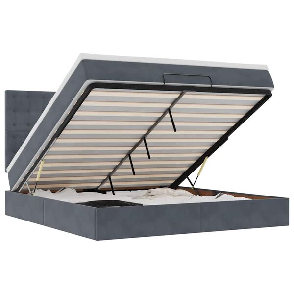 vidaXL Османска легло с матраци, тъмносиво, 180x200 см, кадифе