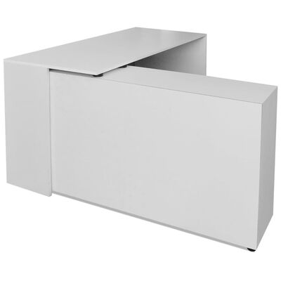 vidaXL Ъглово бюро с четири рафта, бяло