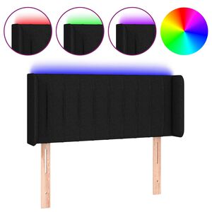 vidaXL LED горна табла за легло, черна, 83x16x78/88 см, плат