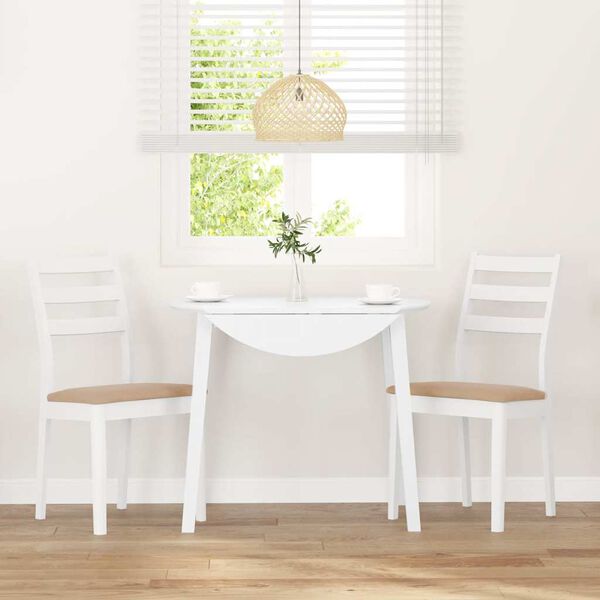 vidaXL Трапезни столове с възглавници 2 бр Бяла масивна дървесина гума