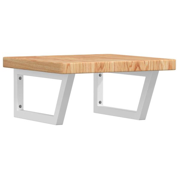 vidaXL Стенен рафт за мивка, стомана и масивно дърво дъб