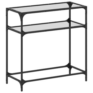 vidaXL Конзолна маса с прозрачен стъклен плот 80x35x81 см стомана