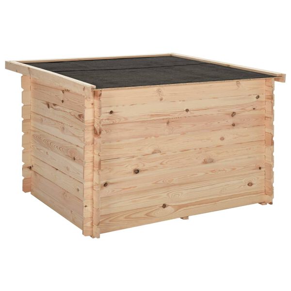 vidaXL Кучешка колиба, 122,5x118x82,6 cm, борово дърво масив, 14 мм