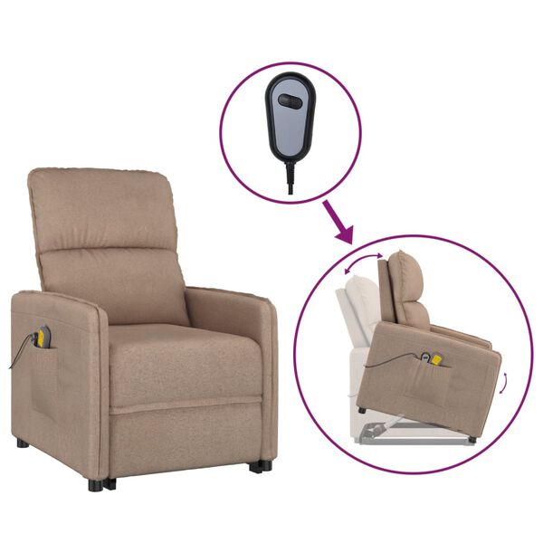 vidaXL Изправящ масажен стол, таупе, микрофибърна тъкан