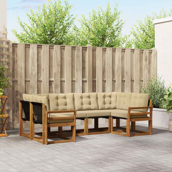 vidaXL Комплект дивани за открито 6 pcs Натурален и Бежов