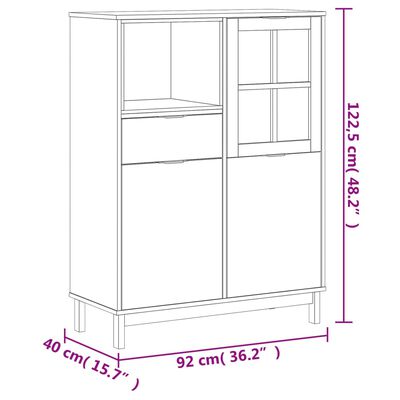 vidaXL Висок шкаф със стъклени вратички FLAM 92x40x122,5 см бор масив