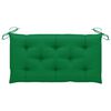vidaXL Градинска пейка със зелена възглавница, 112 см, тик масив