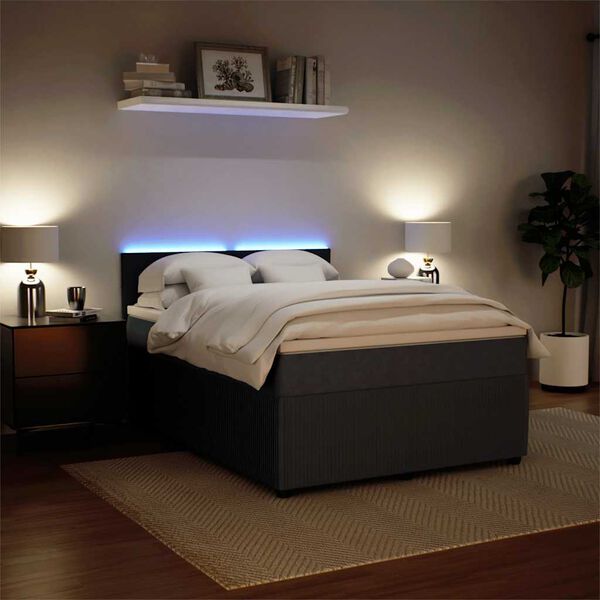 vidaXL Боксспринг легло с матрак, тъмносиво, 140x190 см, кадифе