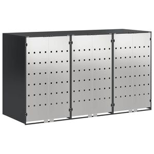 vidaXL Контейнер за съхранение на 3 коша Антрацит