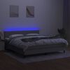 vidaXL Боксспринг легло с матрак и LED, светлосиво, 160x200 см, плат