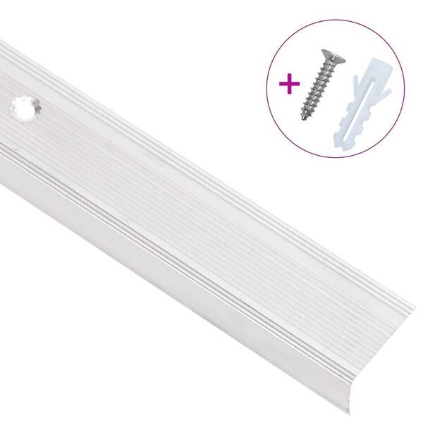 vidaXL Ръбове за стъпала, Г-образни, 5 бр, алуминий, 90 см, сребристи