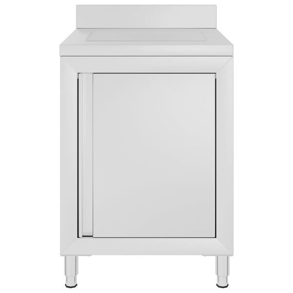 vidaXL Търговски кухненски шкаф с отцедник, неръждаема стомана