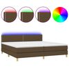 vidaXL Боксспринг легло с матрак и LED, тъмнокафява, 200x200 см, плат