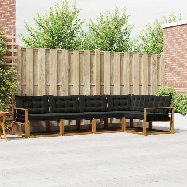 vidaXL Комплект дивани за открито 5 pcs Естествено и черно