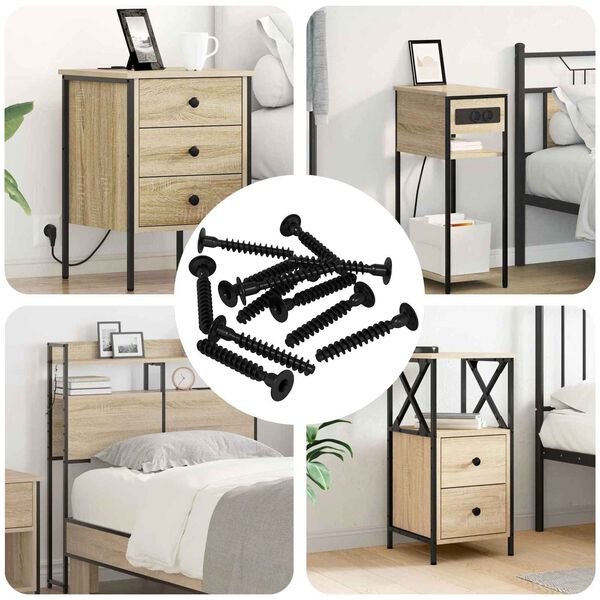 vidaXL Гнездова капачка с главичка 12 pcs Черно M5 x 40 мм Желязо