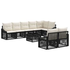vidaXL Градински Софа Комплект 9 бр. Черно полиратан