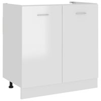vidaXL Долен шкаф за мивка, бял гланц, 80x46x81,5 см, ПДЧ