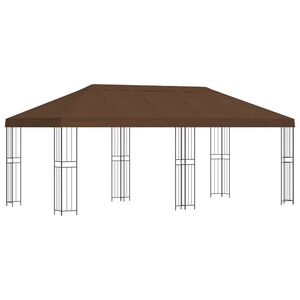 vidaXL Градинска беседка 6 x 3 m Кафяво Полиестер и стомана 190 gsm