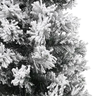 vidaXL Тънка изкуствена коледна елха с флокиран сняг зелена 120 см PVC