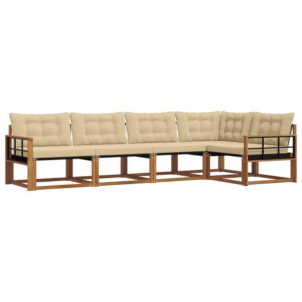 vidaXL Комплект дивани за открито 5 pcs Натурален и Бежов