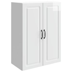vidaXL Стенно шкафче 66 x 34,5 x 90 см Инженерна дървесина Бял гланц