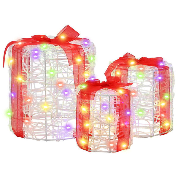 vidaXL Декорация на подаръчна кутия 3 pcs цветно 20 x 20 x 21 см Акрил