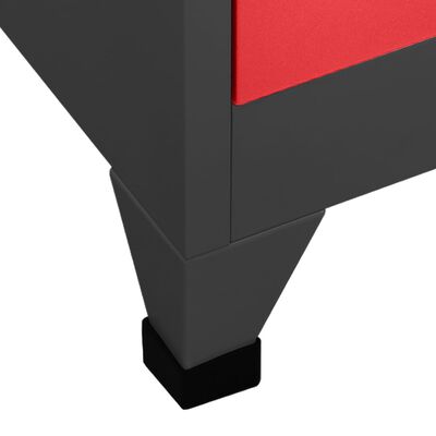 vidaXL Заключващ се шкаф, антрацит и червено, 90x40x180 см, стомана