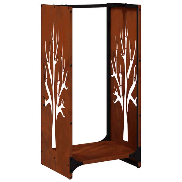 vidaXL Стойка за дърва за огрев 40x30x80 см Патинираща стомана